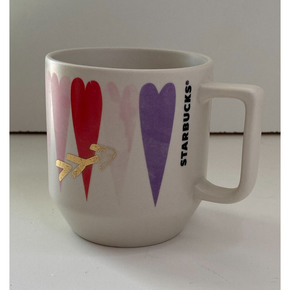 Starbucks Valentines Day Heart Mug White Pink Love 2016 Painted Arrow - Picture 1 of 6